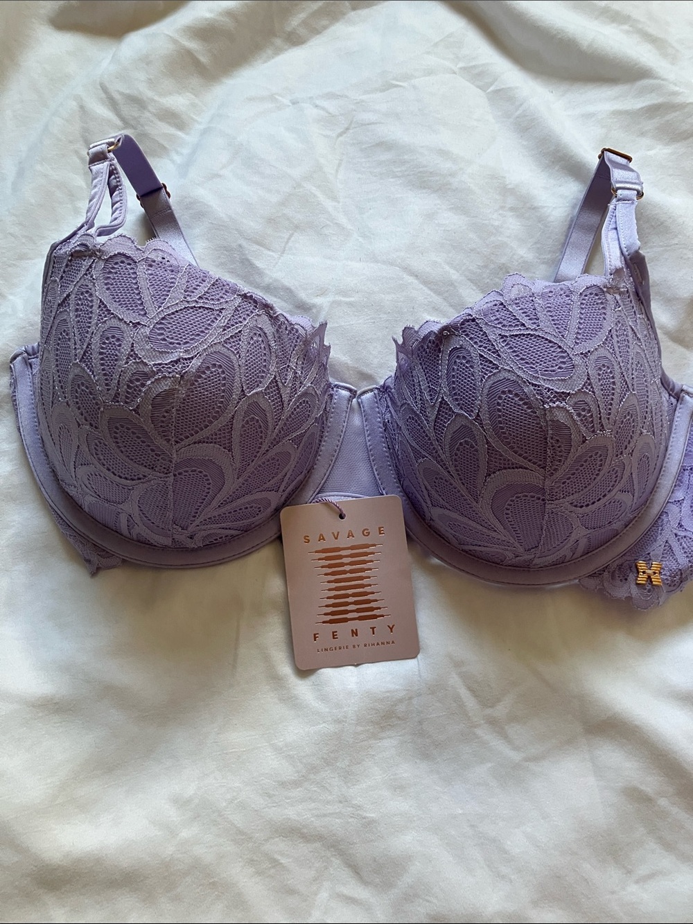 Savage X Fenty: Not Sorry Lilac Lace Balconette Underwire Push-Up Bra- 36DD